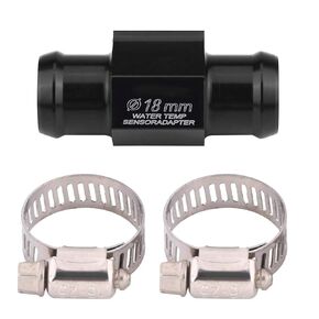 Motorcycle Water Temp Adapter, Black Aluminum Alloy Universal Motorcycle Water Temp Temperature Joint Pipe Hose Sensor Gauge Adapter Radiator Sensor Adaptor Attachment Hose Clamps (18mm)
