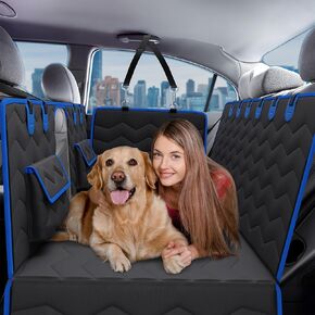 Back Seat Extender for Dogs - Waterproof Car Seat Cover w Seatbelt, Collapsible Water Bowl & Carry Bag - Hard Bottom Dog Backseat Extender, Nonslip Dog Seat Covers for SUV Pickup Truck & More in Saudi Arabia