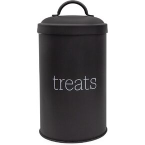 AuldHome Enamelware Dog Treat Jar (Black), Large Modern Farmhouse Pet Treats Container in Kuwait