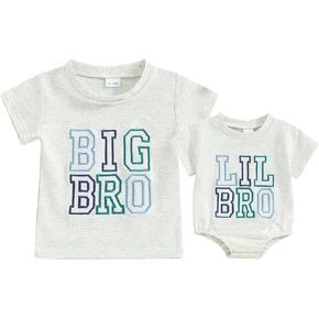 Toddler Baby Girl Boy Clothes Embroidery Bro/Sis Siblings Matching Outfits Toddler Big Brother/Sister Shirt