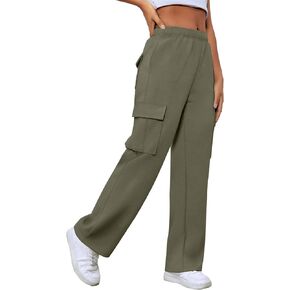 XIEERDUO Womens 2024 Spring Summer Pants Casual Cargo Sweatpants Wide Leg High Waisted Trousers with 6 Pocket