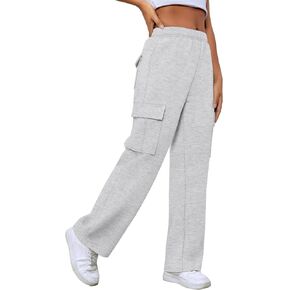 XIEERDUO المرأة 2024 الربيع الصيف السراويل البضائع Sweatpants واسعة الساق عالية الخصر بنطلون مع 6 جيوب