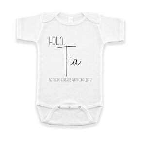Hola Tia - Surprise New Baby Reveal for Aunt - Spanish Pregnancy Announcement Infant Bodysuit - Gift for Sister (Natural)