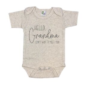 New Baby Reveal For Grandparents - Surprise Pregnancy Announcement - Hello Grandma I Can't Wait To Meet You (White)