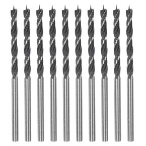 10pcs Brad Point Drill Bits 3mm(1/8") Dia Straight Round Shank Metric Brad Point Spiral Twist Drill Bits for Softwood Hardwood Plywood Plastic Rubber, Black