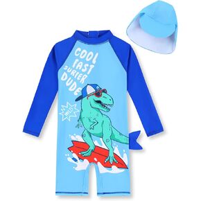 Girls Long Sleeve Rashguard Sets Kids One Piece Swimsuit Bathing Suit UPF 50+ UV Zipper Swimwear