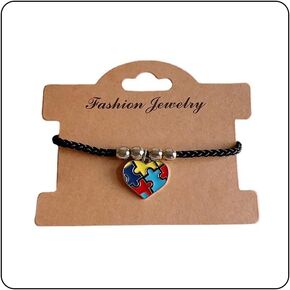 Autism Awareness Bracelet, Handmade Adjustable braided Puzzle Piece Jigsaw Heart Charm Red String Bracelet Diversity Rope Bracelets Jewelry Gifts for Autistic Teen Boys Girls Autistic Autism Population
