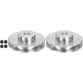 HARFINGTON 2 Set V-Type Pulley 8mm Bore 50mm Outer Dia Single Groove Aluminum Alloy for 3-5MM PU Round Belt Motor Shaft Drilling Machine