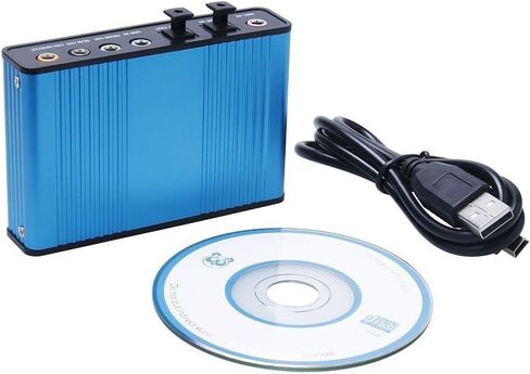 بطاقة صوت، بطاقة صوت خارجية ذات 6 قنوات USB 2.0 خارجية 5.1 صوت محيطي بصري S/PDIF محول بطاقة صوت للكمبيوتر المحمول (أزرق) in Kuwait