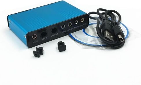 بطاقة صوت، بطاقة صوت خارجية ذات 6 قنوات USB 2.0 خارجية 5.1 صوت محيطي بصري S/PDIF محول بطاقة صوت للكمبيوتر المحمول (أزرق) in Kuwait