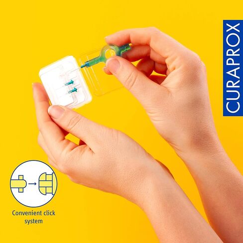 Curaprox CPS 06 Prime Start Interdental Brushes Set, 5 interdental Brushes CPS 06 Prime + 1 Holder UHS 409 + 1 Holder UHS 470, 0.6 mm to 2.2 mm, Turquoise in Saudi Arabia