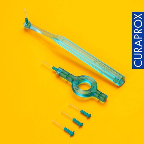 Curaprox CPS 06 Prime Start Interdental Brushes Set, 5 interdental Brushes CPS 06 Prime + 1 Holder UHS 409 + 1 Holder UHS 470, 0.6 mm to 2.2 mm, Turquoise in Saudi Arabia