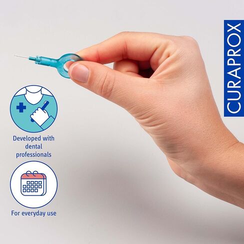 Curaprox CPS 06 Prime Start Interdental Brushes Set, 5 interdental Brushes CPS 06 Prime + 1 Holder UHS 409 + 1 Holder UHS 470, 0.6 mm to 2.2 mm, Turquoise in Saudi Arabia