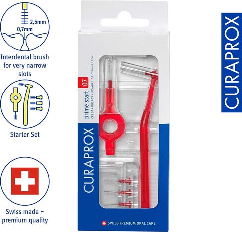 Curaprox CPS 06 Prime Start Interdental Brushes Set, 5 interdental Brushes CPS 06 Prime + 1 Holder UHS 409 + 1 Holder UHS 470, 0.6 mm to 2.2 mm, Turquoise in Saudi Arabia