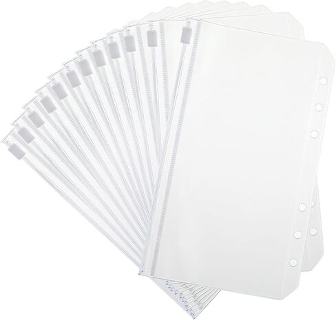 A6 Binder Pockets 12 Pcs Clear PVC Binder Inserts, Waterproof A6 Binder Envelopes with Zipper, 6-Holes A6 Cash Envelopes for 6 Ring Binders Organizer Photos Cards Bills in Saudi Arabia