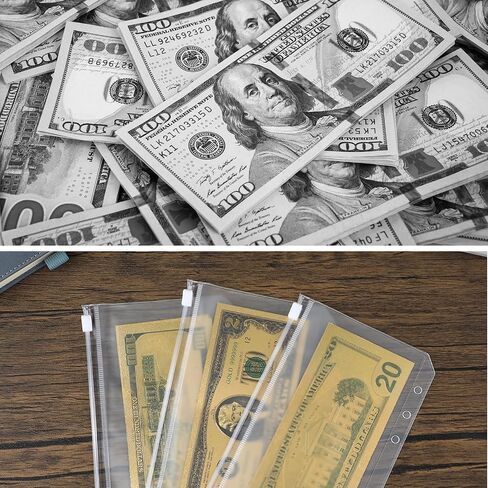 A6 Binder Pockets 12 Pcs Clear PVC Binder Inserts, Waterproof A6 Binder Envelopes with Zipper, 6-Holes A6 Cash Envelopes for 6 Ring Binders Organizer Photos Cards Bills in Saudi Arabia