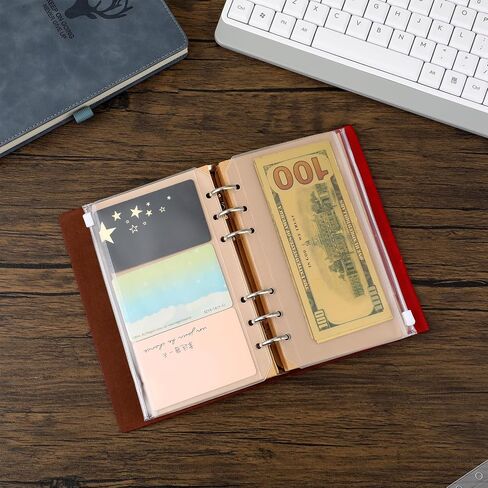 A6 Binder Pockets 12 Pcs Clear PVC Binder Inserts, Waterproof A6 Binder Envelopes with Zipper, 6-Holes A6 Cash Envelopes for 6 Ring Binders Organizer Photos Cards Bills in Saudi Arabia