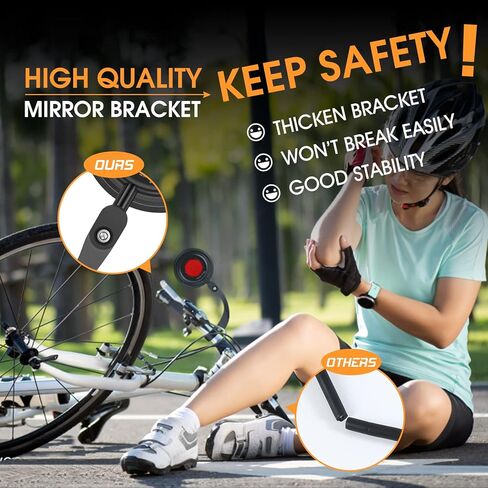 Bicycle Mirrors for Handlebars, 360° Adjustable Handlebar Bike Rearview Mirror, HD Acrylic Convex Rear View Mirror for 0.7-1.0'' Mountain Road E-bikes Handle 1PC in Kuwait