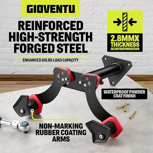 مرآب حامل الدراجة على الحائط (بحد أقصى 60 رطلاً)، شماعة حائط أفقية للدراجة مصنوعة من الفولاذ عالي القوة، أذرع قابلة للتعديل، حامل دراجة لتخزين الدراجات على الطرق أو الجبال أو الدراجات الهجينة in Kuwait