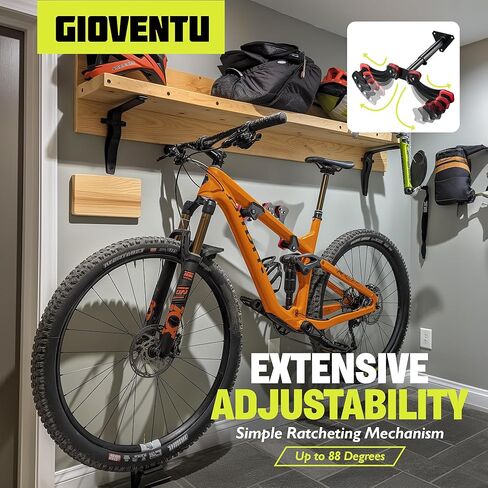 مرآب حامل الدراجة على الحائط (بحد أقصى 60 رطلاً)، شماعة حائط أفقية للدراجة مصنوعة من الفولاذ عالي القوة، أذرع قابلة للتعديل، حامل دراجة لتخزين الدراجات على الطرق أو الجبال أو الدراجات الهجينة in Kuwait