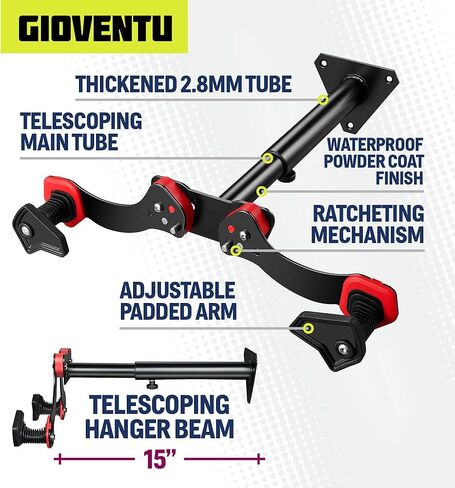 مرآب حامل الدراجة على الحائط (بحد أقصى 60 رطلاً)، شماعة حائط أفقية للدراجة مصنوعة من الفولاذ عالي القوة، أذرع قابلة للتعديل، حامل دراجة لتخزين الدراجات على الطرق أو الجبال أو الدراجات الهجينة in Kuwait