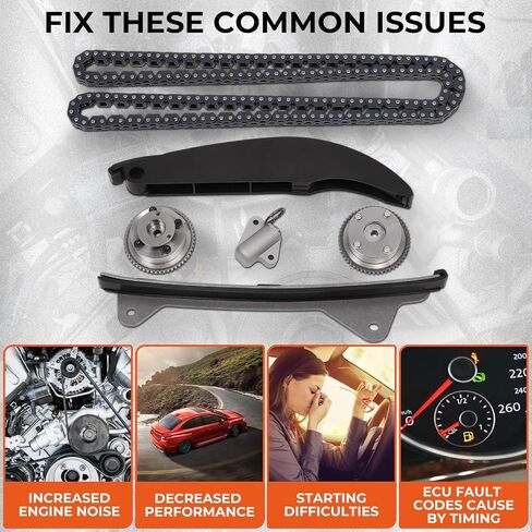 Timing Chain Kit with Intake Exhaust VVT Gear Kit Compatible for Kia Soul Forte Sportage Hyundai Elantra Kona Tucson 2.0L Replace# 24321-2E010, 243212E010, 24370-2E010, 243702E010 in Saudi Arabia