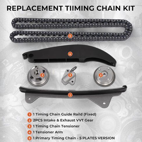 Timing Chain Kit with Intake Exhaust VVT Gear Kit Compatible for Kia Soul Forte Sportage Hyundai Elantra Kona Tucson 2.0L Replace# 24321-2E010, 243212E010, 24370-2E010, 243702E010 in Saudi Arabia
