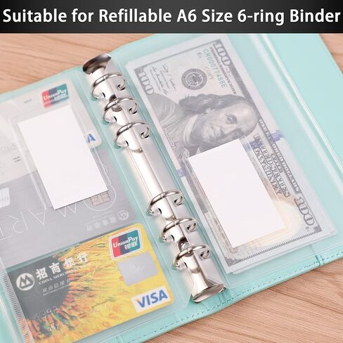 12 قطعة من HAUTOCO جيوب مجلدة بحجم A6 مع جيب للملصق، ومغلفات نقدية من البولي فينيل كلوريد لوضع الميزانية، وأظرف شفافة بسحاب ذات 6 فتحات لتوفير النقود، وأكياس مجلدة مقاومة للماء لحافظة أجهزة الكمبيوتر المحمولة ذات 6 حلقات مقاس A6 in Kuwait