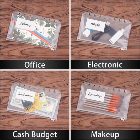 12 قطعة من HAUTOCO جيوب مجلدة بحجم A6 مع جيب للملصق، ومغلفات نقدية من البولي فينيل كلوريد لوضع الميزانية، وأظرف شفافة بسحاب ذات 6 فتحات لتوفير النقود، وأكياس مجلدة مقاومة للماء لحافظة أجهزة الكمبيوتر المحمولة ذات 6 حلقات مقاس A6 in Kuwait