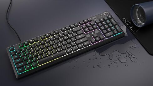 لوحة مفاتيح سلكية للألعاب من Corsair K55 CORE RGB Membrane - مفاتيح هادئة وسريعة الاستجابة - مقاومة الانسكاب - عشرة مناطق RGB - مفاتيح الوسائط - متوافقة مع iCUE - QWERTY NA - الكمبيوتر الشخصي، Mac - أسود in Saudi Arabia