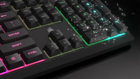 لوحة مفاتيح سلكية للألعاب من Corsair K55 CORE RGB Membrane - مفاتيح هادئة وسريعة الاستجابة - مقاومة الانسكاب - عشرة مناطق RGB - مفاتيح الوسائط - متوافقة مع iCUE - QWERTY NA - الكمبيوتر الشخصي، Mac - أسود in Saudi Arabia