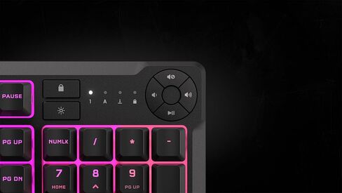 لوحة مفاتيح سلكية للألعاب من Corsair K55 CORE RGB Membrane - مفاتيح هادئة وسريعة الاستجابة - مقاومة الانسكاب - عشرة مناطق RGB - مفاتيح الوسائط - متوافقة مع iCUE - QWERTY NA - الكمبيوتر الشخصي، Mac - أسود in Saudi Arabia