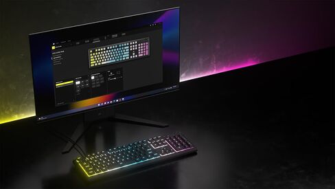 لوحة مفاتيح سلكية للألعاب من Corsair K55 CORE RGB Membrane - مفاتيح هادئة وسريعة الاستجابة - مقاومة الانسكاب - عشرة مناطق RGB - مفاتيح الوسائط - متوافقة مع iCUE - QWERTY NA - الكمبيوتر الشخصي، Mac - أسود in Saudi Arabia
