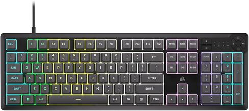 لوحة مفاتيح سلكية للألعاب من Corsair K55 CORE RGB Membrane - مفاتيح هادئة وسريعة الاستجابة - مقاومة الانسكاب - عشرة مناطق RGB - مفاتيح الوسائط - متوافقة مع iCUE - QWERTY NA - الكمبيوتر الشخصي، Mac - أسود in Saudi Arabia