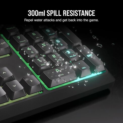 لوحة مفاتيح سلكية للألعاب من Corsair K55 CORE RGB Membrane - مفاتيح هادئة وسريعة الاستجابة - مقاومة الانسكاب - عشرة مناطق RGB - مفاتيح الوسائط - متوافقة مع iCUE - QWERTY NA - الكمبيوتر الشخصي، Mac - أسود in Saudi Arabia