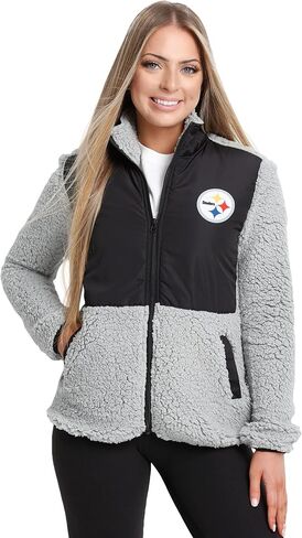 FOCO Women's NFL Team Logo Sherpa Soft Zip Up Jacket in Saudi Arabia