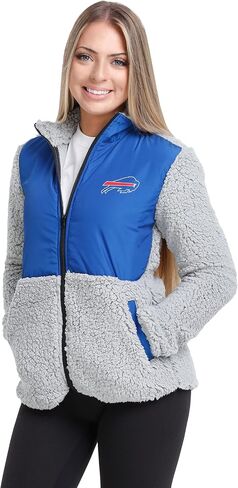 FOCO Women's NFL Team Logo Sherpa Soft Zip Up Jacket in Saudi Arabia