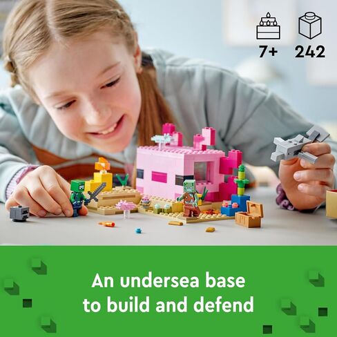 مجموعة ألعاب البناء LEGO Minecraft The Axolotl House 21247، مغامرات إبداعية في قاعدة ملونة تحت الماء، تتضمن مستكشف الغواص والدلافين والغرق والمزيد، لعبة ماينكرافت للأطفال بعمر 7 سنوات in Saudi Arabia