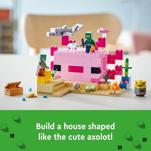 مجموعة ألعاب البناء LEGO Minecraft The Axolotl House 21247، مغامرات إبداعية في قاعدة ملونة تحت الماء، تتضمن مستكشف الغواص والدلافين والغرق والمزيد، لعبة ماينكرافت للأطفال بعمر 7 سنوات in Saudi Arabia
