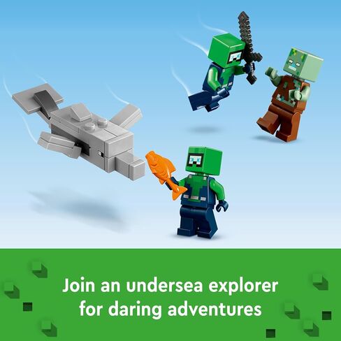 مجموعة ألعاب البناء LEGO Minecraft The Axolotl House 21247، مغامرات إبداعية في قاعدة ملونة تحت الماء، تتضمن مستكشف الغواص والدلافين والغرق والمزيد، لعبة ماينكرافت للأطفال بعمر 7 سنوات in Saudi Arabia