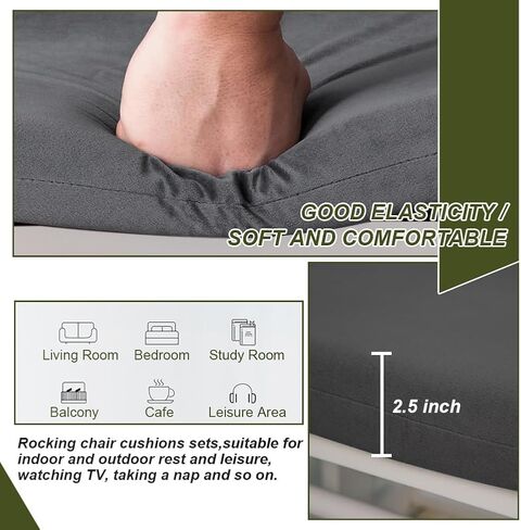 5 قطع من وسائد بديلة مخملية شراعية مع جيوب تخزين جانبية، مجموعة وسائد كرسي هزاز شراعية لغرف الأطفال والرضاعة الطبيعية والقيلولة، بيج، ظهر مستدير in Kuwait