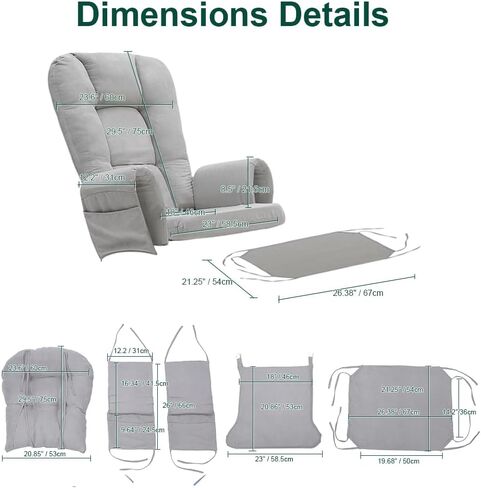 5 قطع من وسائد بديلة مخملية شراعية مع جيوب تخزين جانبية، مجموعة وسائد كرسي هزاز شراعية لغرف الأطفال والرضاعة الطبيعية والقيلولة، بيج، ظهر مستدير in Kuwait