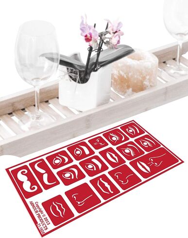 4 Armour Etch Over N Over Reusable Glass Etching Stencils Set | Emoji, Face, Mustache, Lips, Eye, Bow Tie Theme Stencil | Set Includes Brush, Total 5 Items in Saudi Arabia