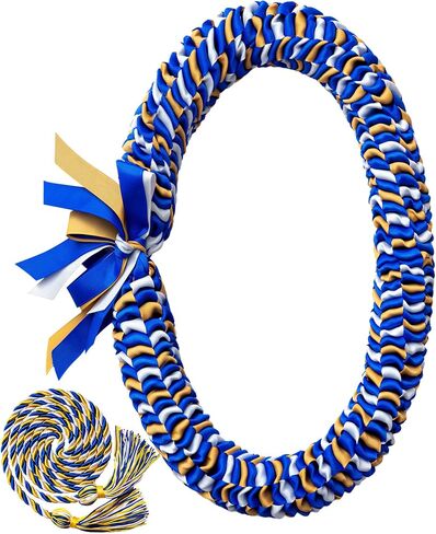 Cindeer Graduation Leis 2024 Graduation Ribbon Lei Graduation Cap Headband Graduation Honor Cords Class of 2024 Graduation Gift Braided Necklace for Men and Women Party Accessories(Black and Gold) in Saudi Arabia