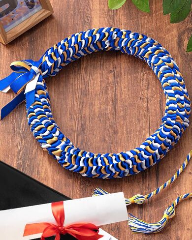 Cindeer Graduation Leis 2024 Graduation Ribbon Lei Graduation Cap Headband Graduation Honor Cords Class of 2024 Graduation Gift Braided Necklace for Men and Women Party Accessories(Black and Gold) in Saudi Arabia