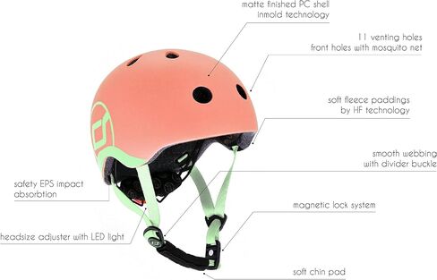 Scoot and Ride | Matte Finish Baby Helmet with Adjustable Straps | Sizes XXS-Small | Includes LED Saftey Light and Soft Fleece Padding for Extra Protection in Saudi Arabia