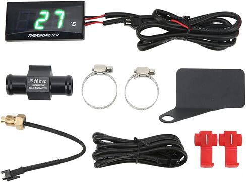 جهاز قياس درجة حرارة الماء للدراجات النارية من Aramox، شاشة LCD عالمية للدراجات النارية DC12V مقياس درجة حرارة الماء النحيف مع تي شيرت 16 مم للدراجات النارية (إضاءة خلفية زرقاء) in Saudi Arabia