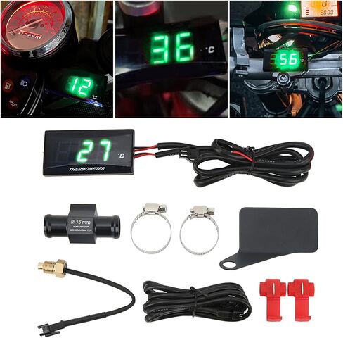 جهاز قياس درجة حرارة الماء للدراجات النارية من Aramox، شاشة LCD عالمية للدراجات النارية DC12V مقياس درجة حرارة الماء النحيف مع تي شيرت 16 مم للدراجات النارية (إضاءة خلفية زرقاء) in Saudi Arabia