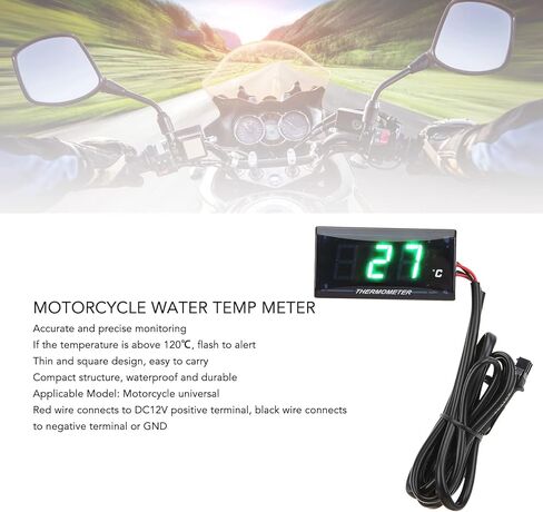 جهاز قياس درجة حرارة الماء للدراجات النارية من Aramox، شاشة LCD عالمية للدراجات النارية DC12V مقياس درجة حرارة الماء النحيف مع تي شيرت 16 مم للدراجات النارية (إضاءة خلفية زرقاء) in Saudi Arabia