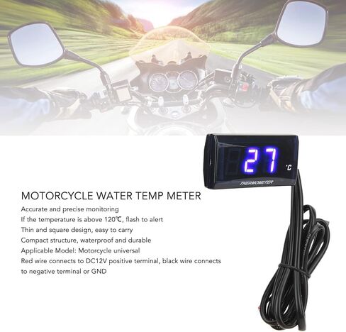 جهاز قياس درجة حرارة الماء للدراجات النارية من Aramox، شاشة LCD عالمية للدراجات النارية DC12V مقياس درجة حرارة الماء النحيف مع تي شيرت 16 مم للدراجات النارية (إضاءة خلفية زرقاء) in Saudi Arabia